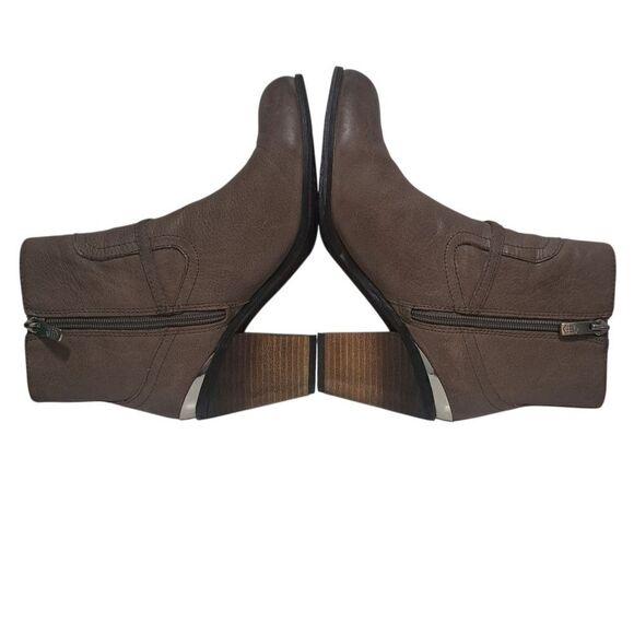 Vince Camuto Gregger Leather Ankle Zip Up Western Boots Preppy Brown/Tan Size 7 - Picture 8 of 17